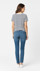 ZR Womens Striped V Neck Tee