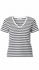 ZR Womens Striped V Neck Tee