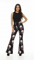 CHARLOTTE RUSSE Womens Floral Printed Wide Leg Leg Leggings