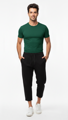 BERSHKA Mens 3 Quarter Black Carrot Loose Fit trouser