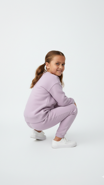 ZR Girls Basic Crew Sweatshirt And trouser Suit