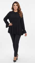 VANILLA STUDIO Womens Textured Black Dress