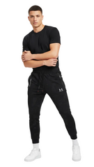 UA Mens Black Performance Breathable Athletic Jogger Trouser