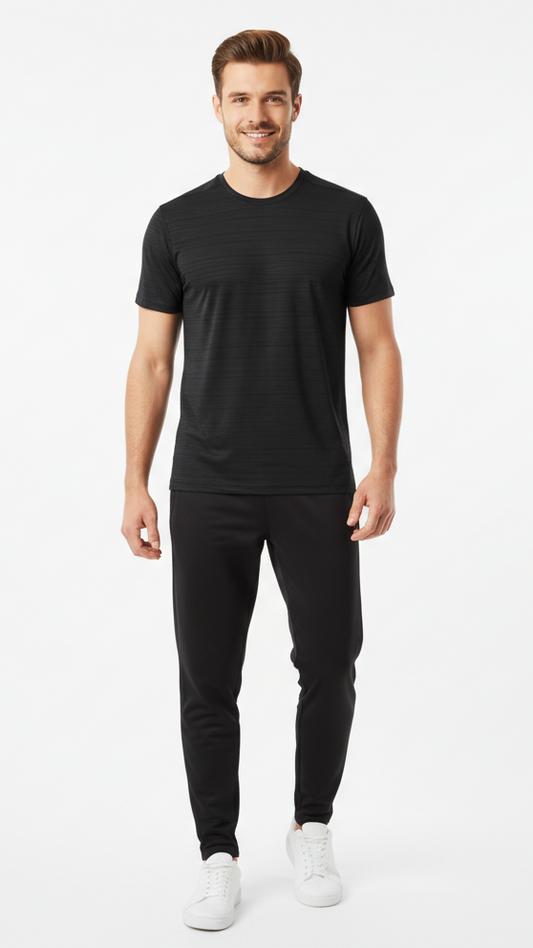Mens Performance Black Crew Neck Dri Fit T-Shirt