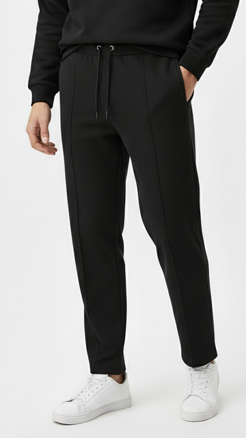 PULL&BEAR Mens Piped Pintuck Black Trouser