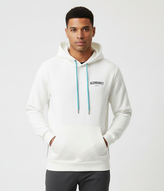 KLEINIGKEIT MENS BASIC WHITE HOODIE