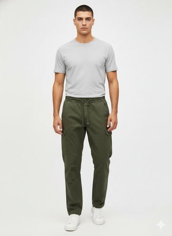 SPLASH MENS GREEN CARGO TROUSER