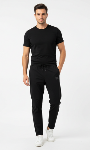 BURBERRY MENS BLACK PATCH PRINT TROUSER