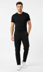 BURBERRY MENS BLACK PATCH PRINT TROUSER