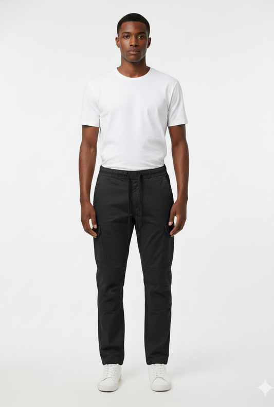 SPLASH MENS BLACK CARGO TROUSER