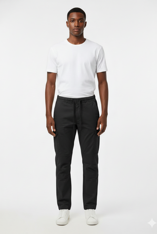 SPLASH MENS BLACK CARGO TROUSER