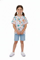 LUPILU Girl's Printed Short Sleeve T-Shirt