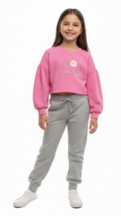 LCW Girls Pink Crop Sweatshirt