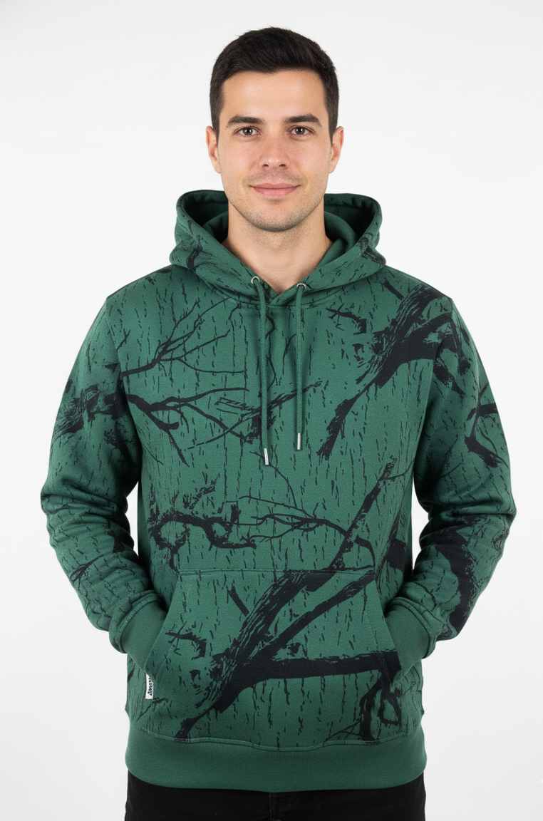 JIBERISH MENS TREE CAMO PRINT HOODIE