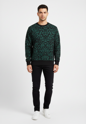 JIBERISH MENS LEOPARD CAMO PRINT SWEATSHIRT