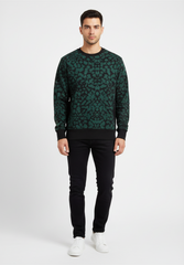 JIBERISH MENS LEOPARD CAMO PRINT SWEATSHIRT