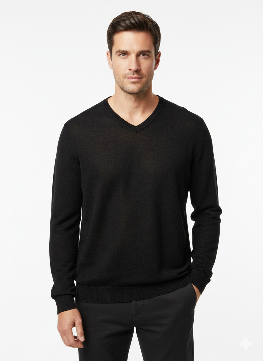 BONOBO MENS BASIC BLACK SWEATER