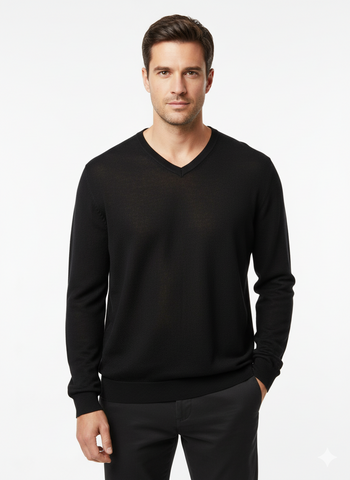 BONOBO MENS BASIC BLACK SWEATER