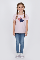 DU PAREIL GIRLS  HEARTS PRINTED HALF SLEEVES T SHIRT