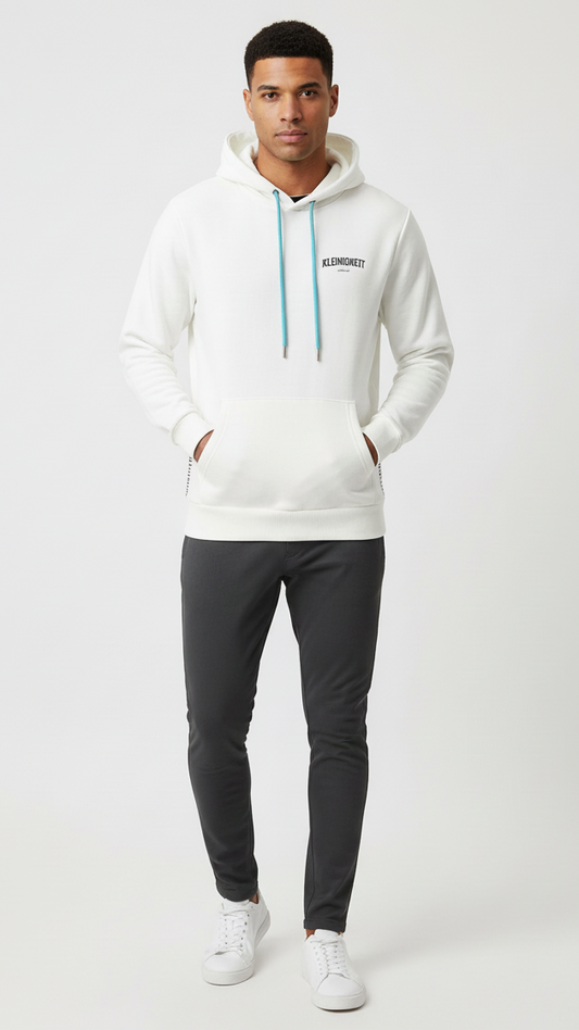 KLEINIGKEIT MENS BASIC WHITE HOODIE