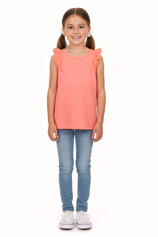 NEXT Girls Coral Frill Sleeve Summer Top