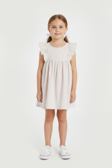 Girls Flounce Trimmed Cotton Dress