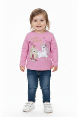 Infinity Kids Girls’ Pink Long Sleeve “Pretty Friends” Unicorn Tee
