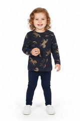 Baby GIRLS Navy Long Sleeve Unicorn Print T-Shirt