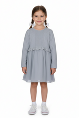 Bowtad Girls Grey Long Sleeve Layered Dress