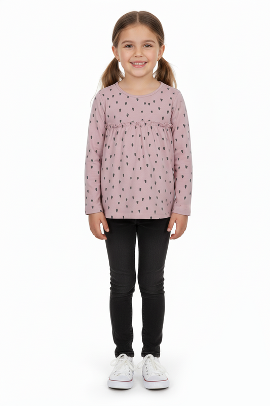 H&M GIRLS PRINTED FULL SLEEVED DRESS