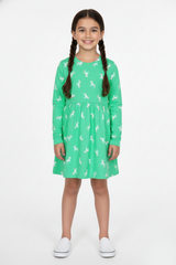 GIRLS UNICORN PRINTED FULL SLEEVED DRESS