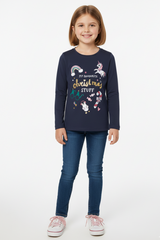 Girls Long Sleeved top in printed cotton jersey