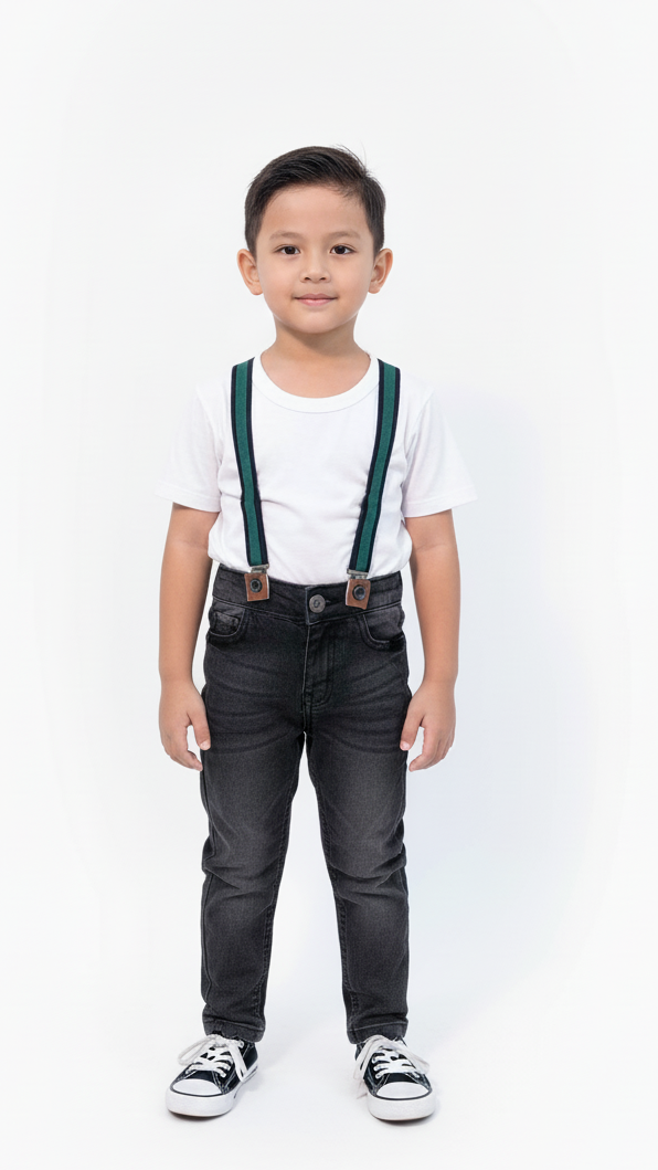 BLUE REBEL BOYS CHARCOAL BLACK DENIM JEANS WITH BRACES