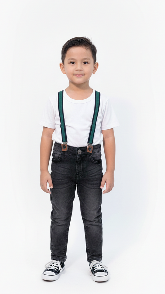 BLUE REBEL BOYS CHARCOAL BLACK DENIM JEANS WITH BRACES