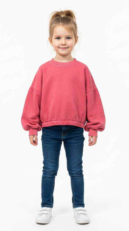GIRLS CROPPED STYLE BASIC HOODIE