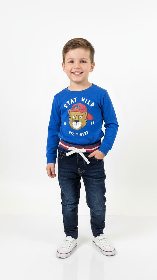 MINOTI KIDS SLUB TSHIRT AND JOGGER JEANS SET