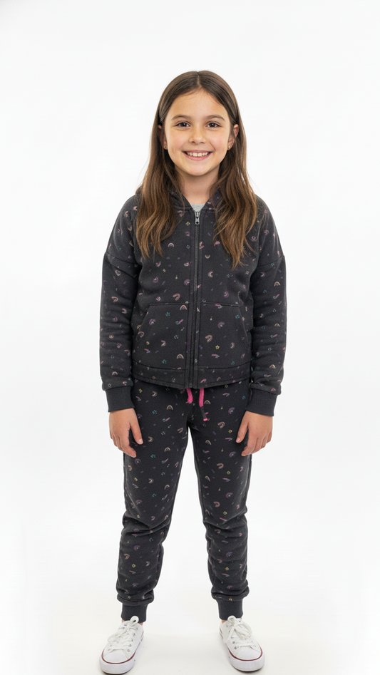 MINOTI GIRL BASIC CHARC AOP FLEECE JOGSET