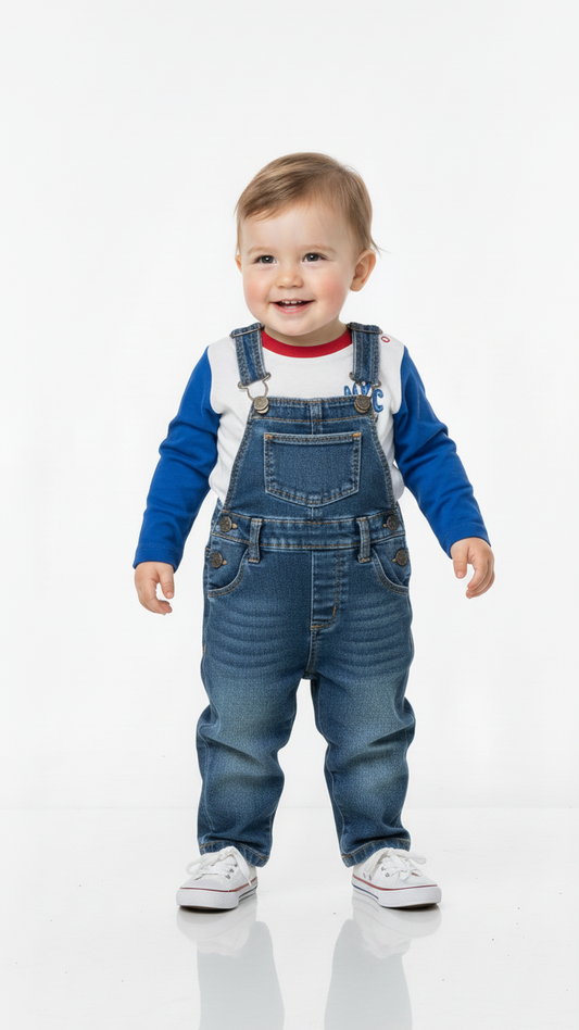 MINOTI KIDS WASHED DUNGAREES AND TOP SET