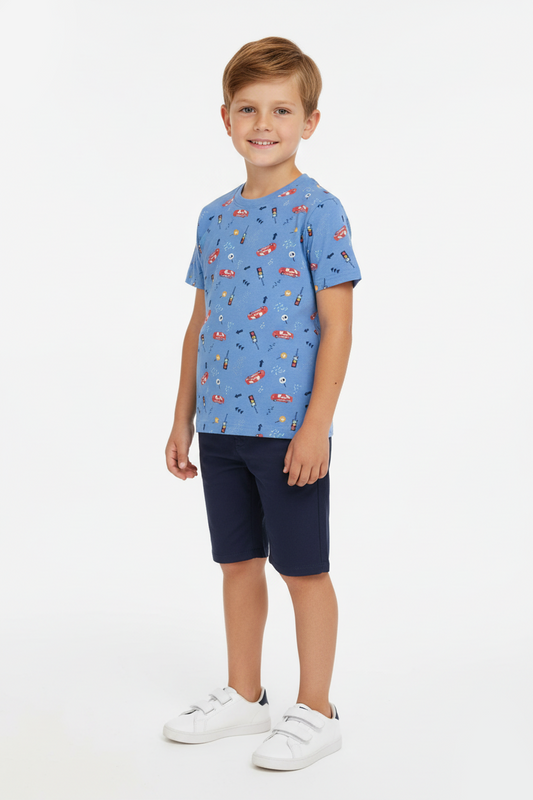 LUPILU BOYS Cars Print Sky Blue