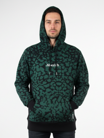 JIBERISH MENS LEOPARD CAMO PRINT HOODIE