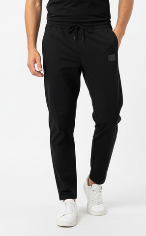 BURBERRY MENS BLACK PATCH PRINT TROUSER