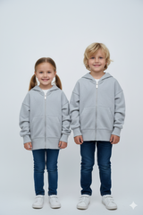 ZARA KIDS BASIC BLUE-GREY ZIPPED HOODIE