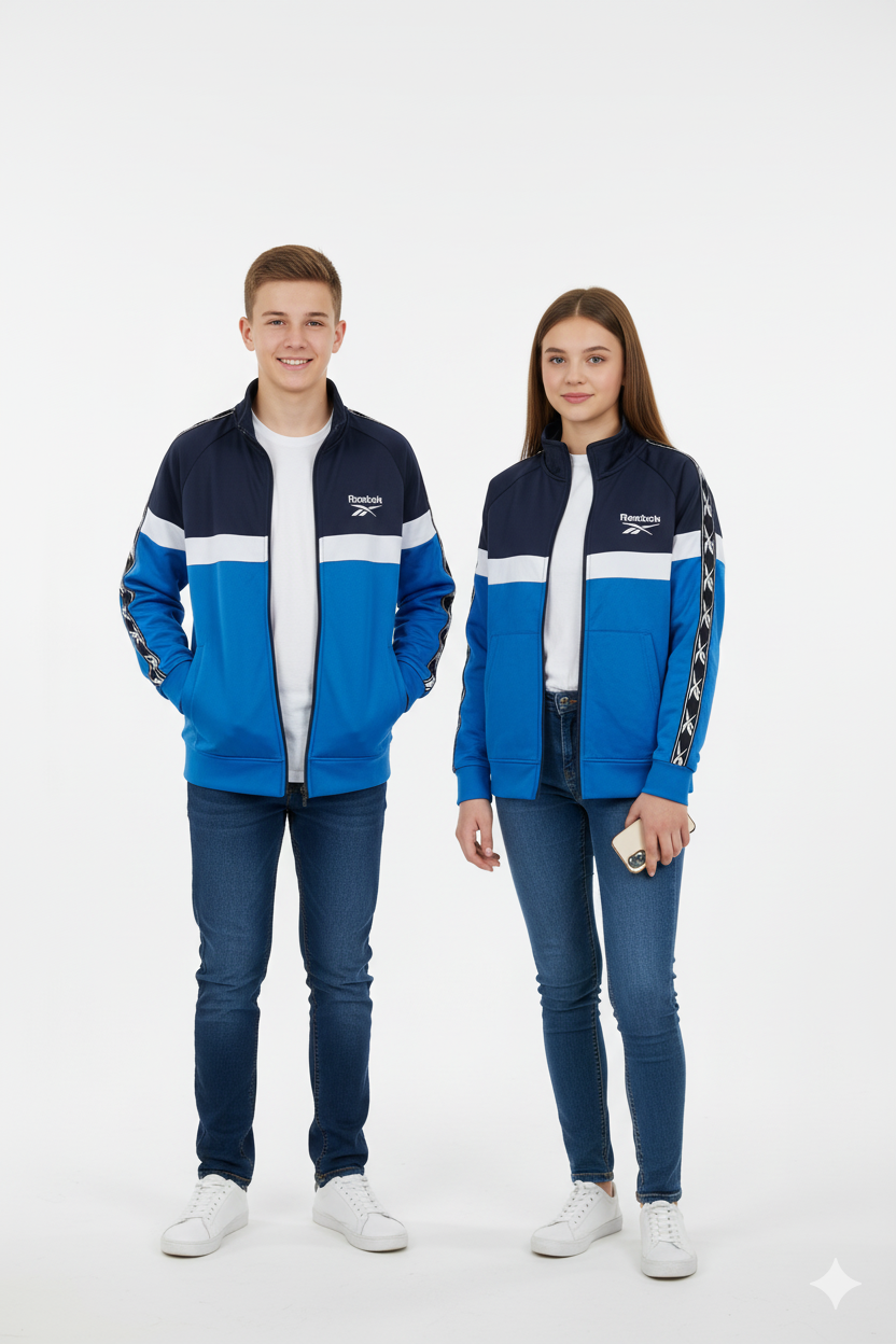 REEBOK KIDS COLOR BLOCK ZIPPED PULLOVER