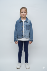 GIRLS MANNING POCKET CROPPED DENIM JACKET