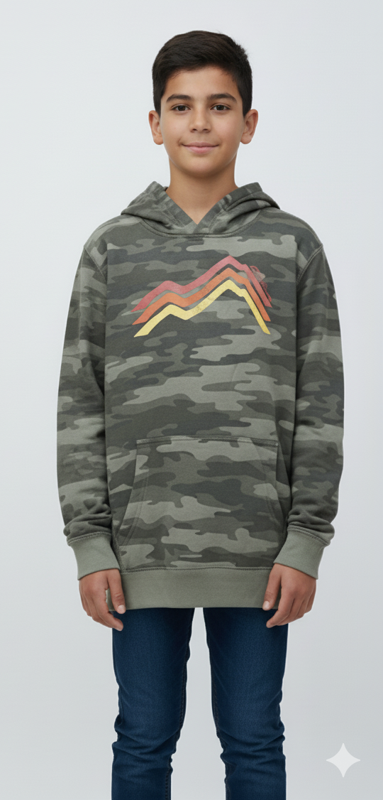 EDDIE BAUER BOYS GRAGHPIC CAMP FLEECE CAMO HOODIE