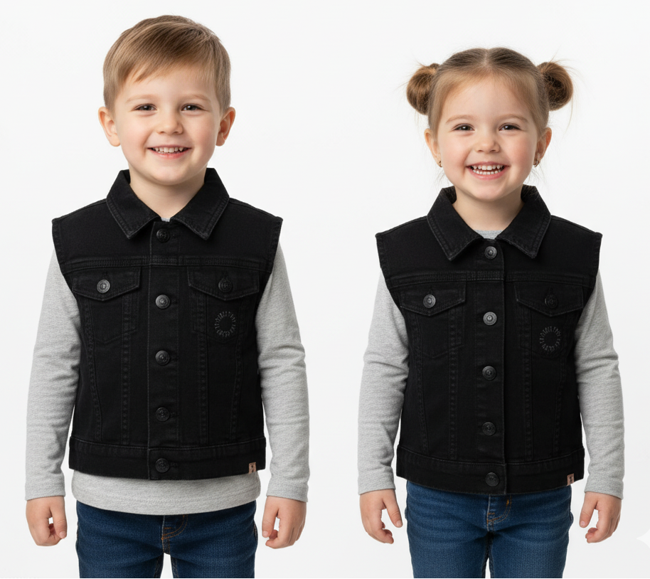 PRENTL KIDS DENIM SLEEVELESS VEST JACKET