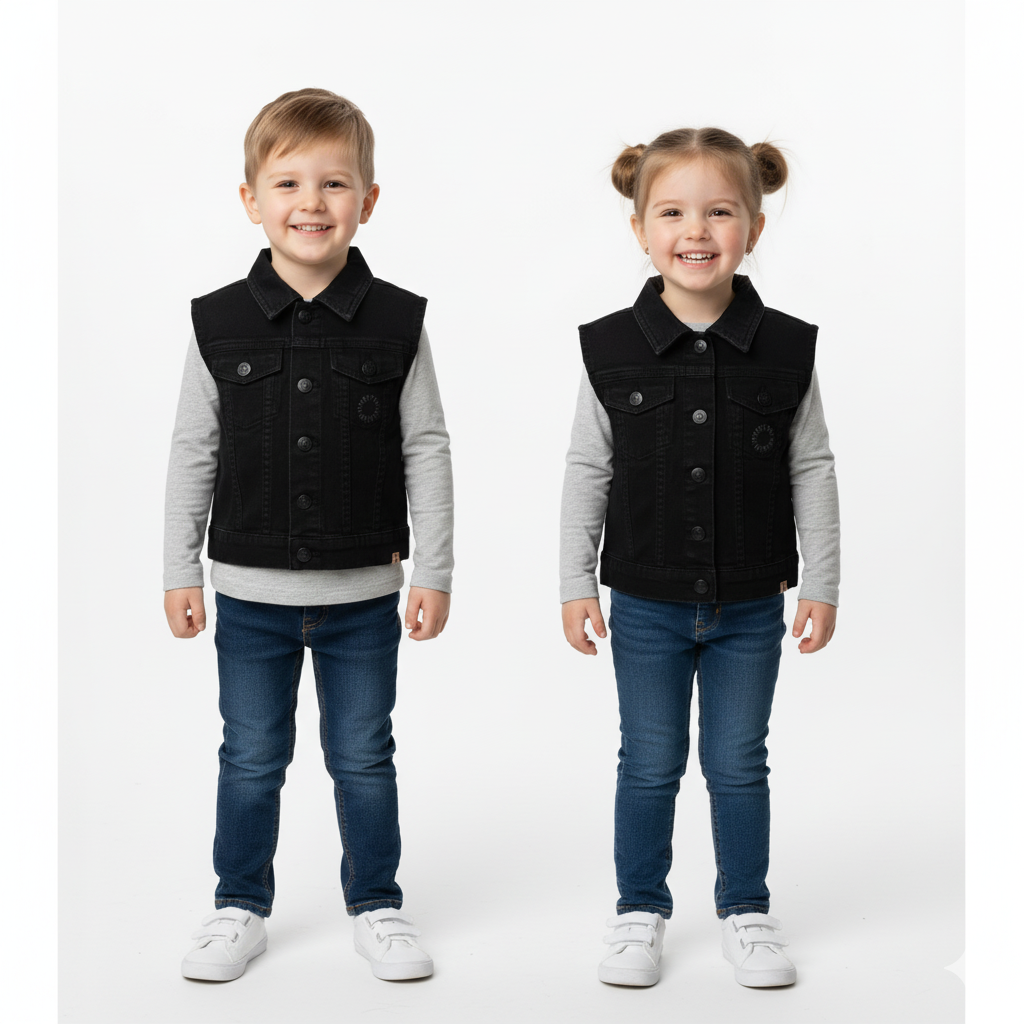 PRENTL KIDS DENIM SLEEVELESS VEST JACKET