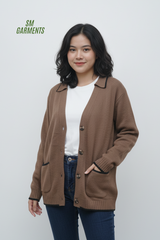QR OAKRIDGE WOMENS DOUBLE POCKET POLO CARDIGAN