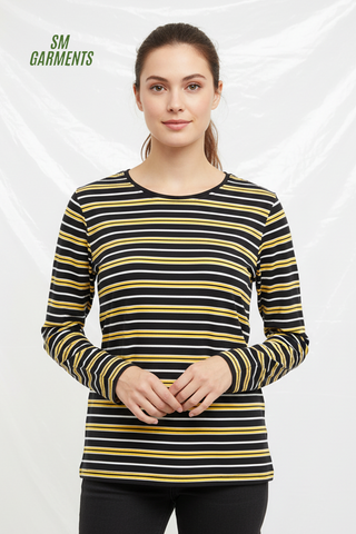 ESM WOMENS STRIPED FULL SLEEVE T SHIRT