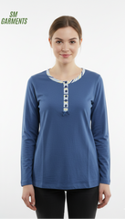 WASCHEPUR WOMENS FANCY NECK FULL SLEEVE T SHIRT